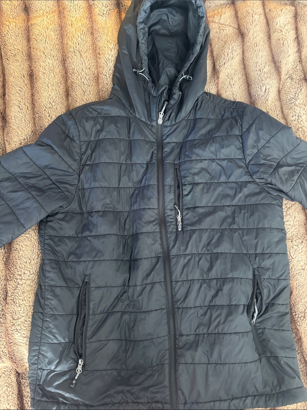 Free Country Men's Black Quilted Hooded Puffer Jacket